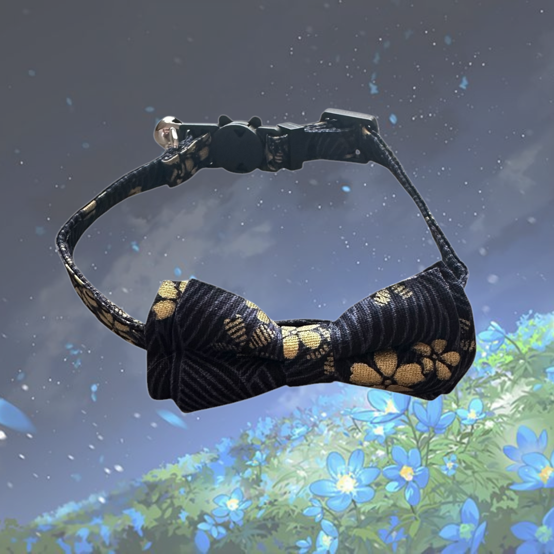 Kuro Hana – “Black Flower” Japanese Bowtie Cat Collar