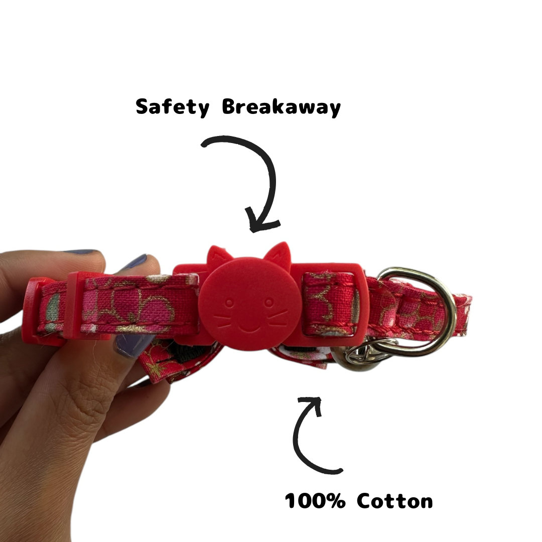 Aka Momo – "Red Peach" - Japanese Bowtie Cat Collar