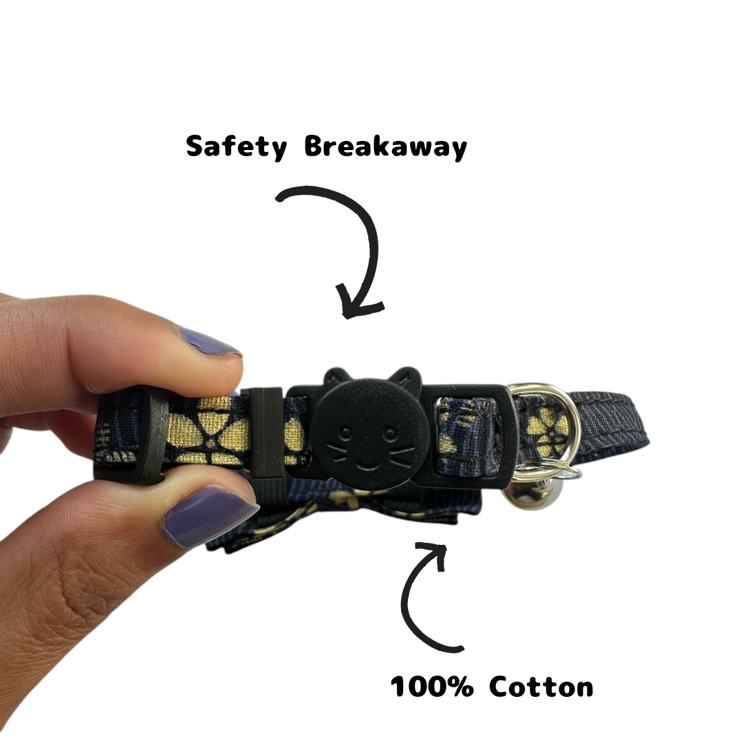 Kuro Hana – “Black Flower” Japanese Bowtie Cat Collar